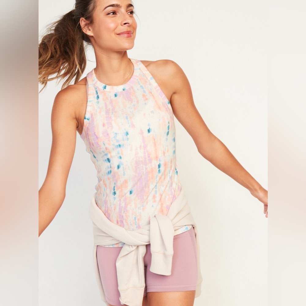 Old Navy Women’s Tie Dye UltraLite Racerback Rib-Knit Performance Tank Size Smal